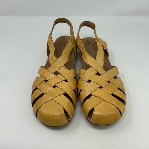 Earth Origins Berri Yellow Leather Woven Casual Round Toe Slip-on Sandal Size 12 - Picture 4 of 12